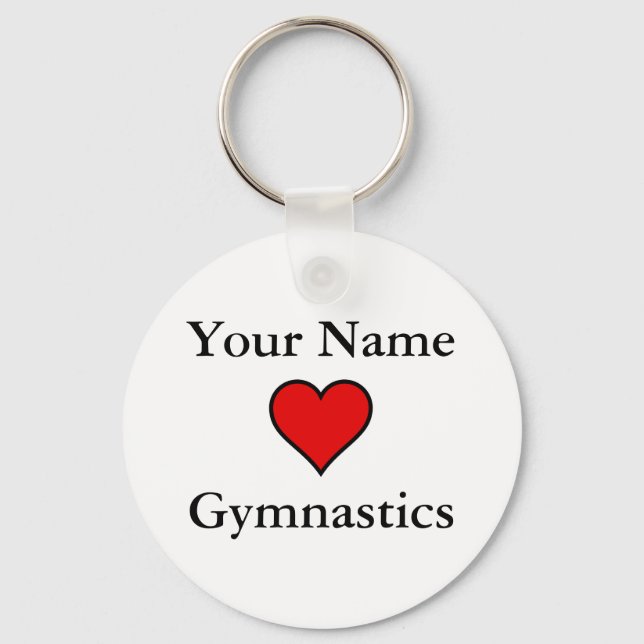 Porte-clés (Votre Nom) Coeurs Gymnastique (Recto)