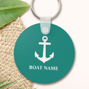 Porte-clés Votre nom de bateau Ancre Style nautique