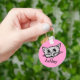 Porte-clés Votre nom mignon enfants graphique chat rose gris  (Hand)