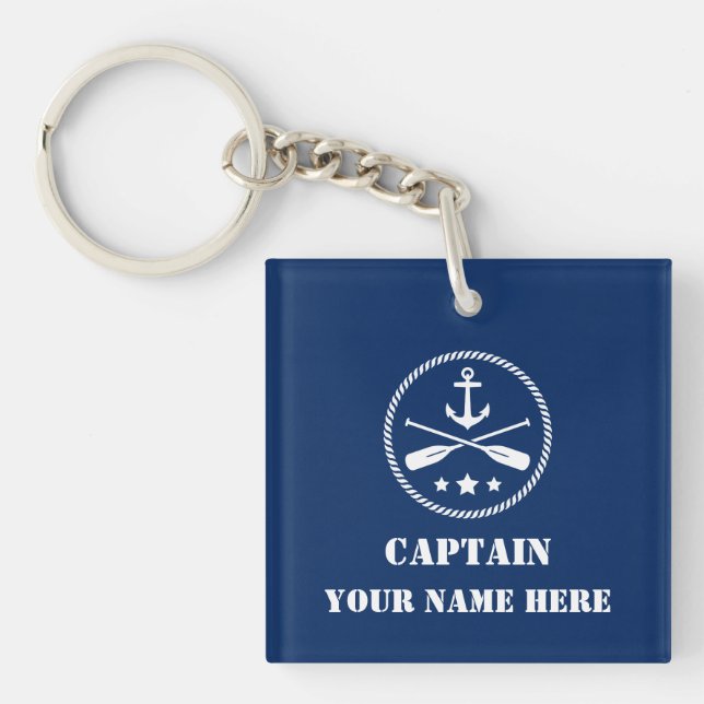 Porte-clés Votre Nom Personnalisé Ou Nom De Bateau Avec Ancre (Devant)