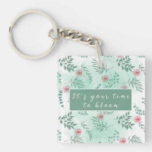 Porte-clés Votre temps pour fleurir, personnalisable esthétiq