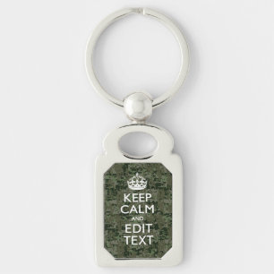 Porte-clés Votre texte Camouflage numérique Vert olive Conser