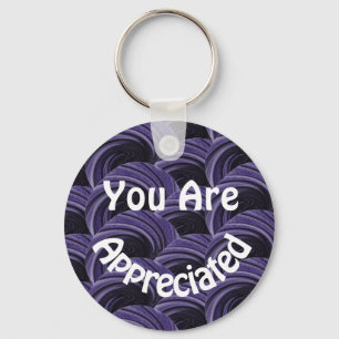 Porte-clés Vous Êtes Apprécié Cercles Noirs Violet Merci