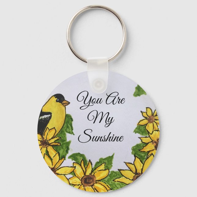 Porte-clés Vous êtes mon soleil Happy Bird Sunflowers (Recto)