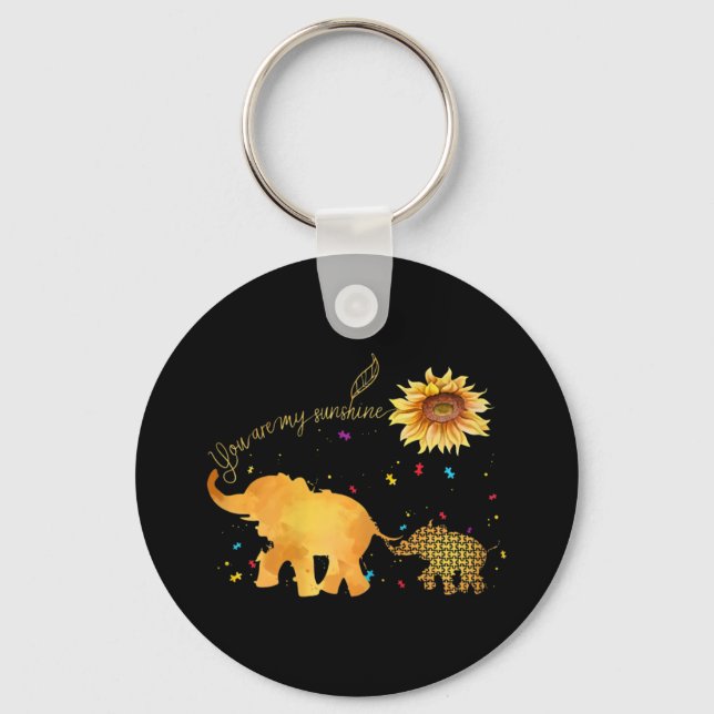 Porte-clés Vous êtes mon Sunshine tournesol Elephant Autisme (Recto)
