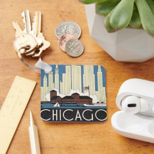Porte-clés Voyage à Chicago Illinois Gratte-ciel Skyline