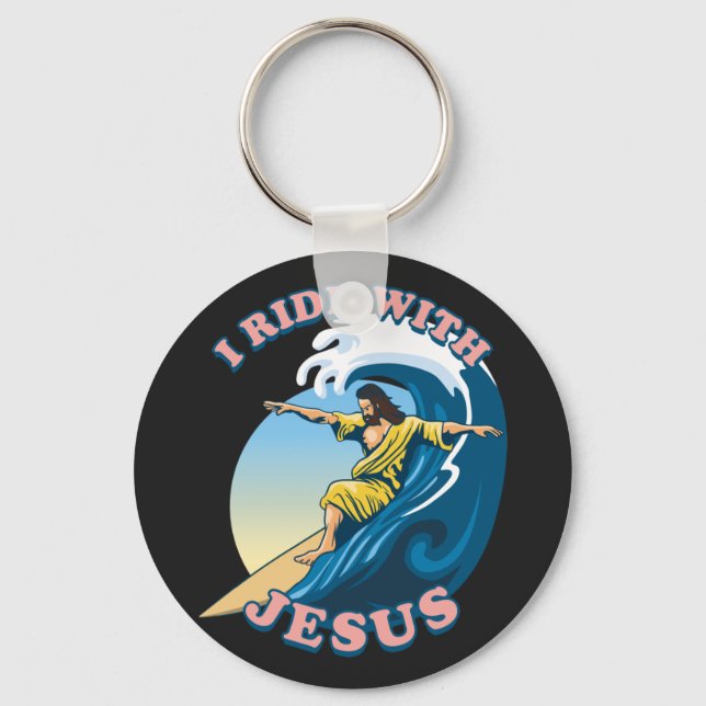Porte-clés Voyage avec Jésus | L'illustration de Surfing Jesu (Recto)