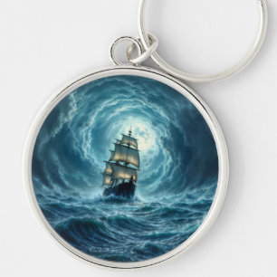 Porte-clés Voyage de navire de tempête océanique
