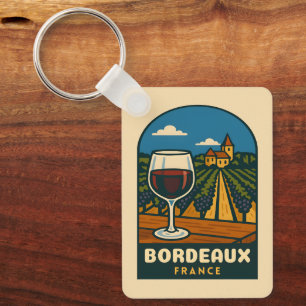 Porte-clés Voyage Rétro Bordeaux France Vignoble