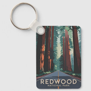 Porte-clés Voyage Rétro Parc National Redwood Paysage Scéniqu