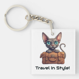 Porte-clés Voyageur Chat Mignon – Cadeau pour les Amateurs de