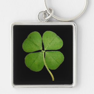 Porte-clés Vrai Shamrock de fermeture à 4 feuilles noir