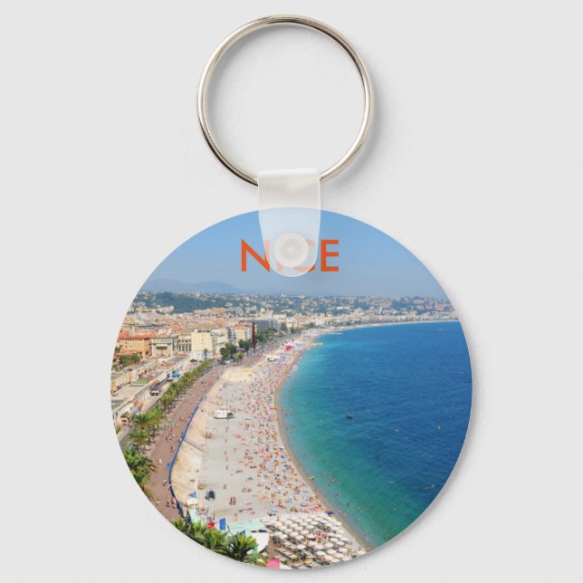 Porte-clés Vue aérienne de la plage à Nice, France (Recto)