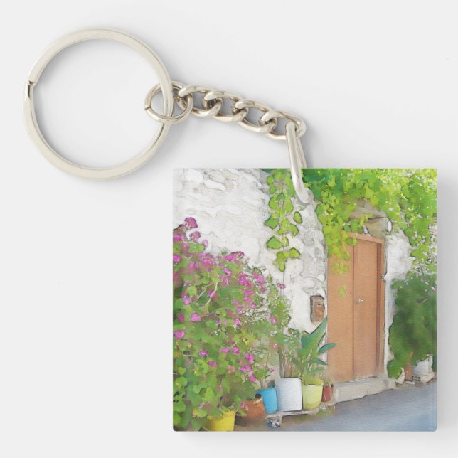 Porte-clés Vue de rue aquarelle (Devant)