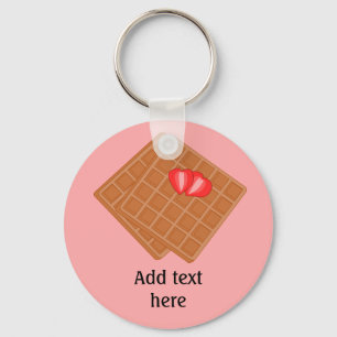 Porte-clés Waffles with strawberry fun graphic - custom text