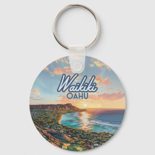 Porte-clés Waikiki Beach Honolulu Oahu Hawaii Retro