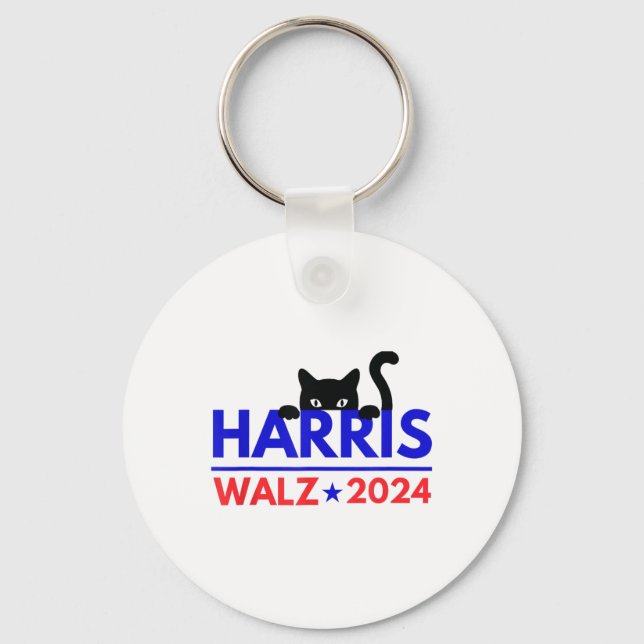 Porte-clés Walz 2024 Funny Cat Election Kamala Harris Tim Wal (Recto)