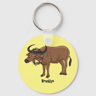 Porte-clés Water buffalo with flowers