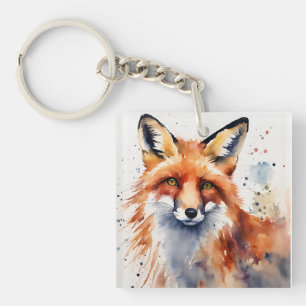 Porte-clés Watercolor Fox Portrait