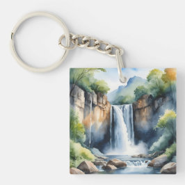 Porte-clés Watercolor painted waterfall