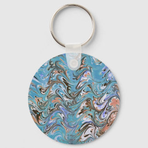 Porte-clés Waves In Blue Acrylic Pour Abstract Art