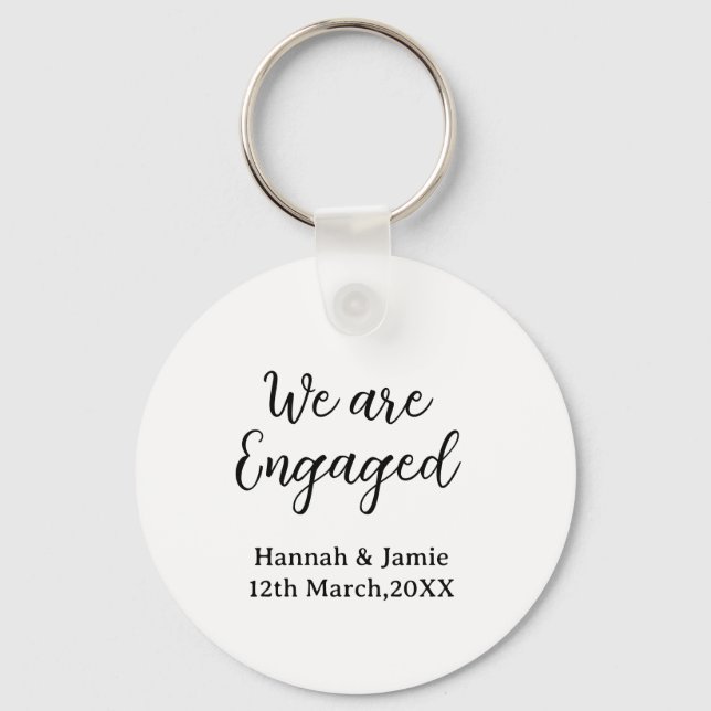 Porte-clés We are Engaged couple name date calligraphystylish (Recto)