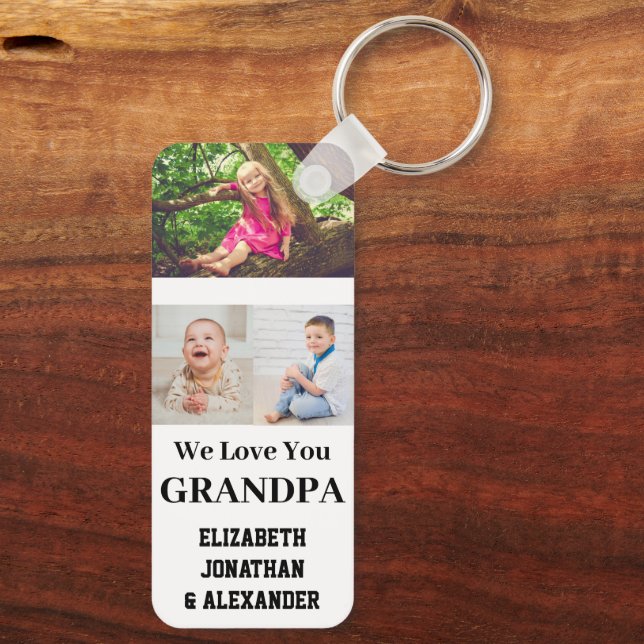 Porte-clés We Love You Grand-père Photo Collage (Verso)