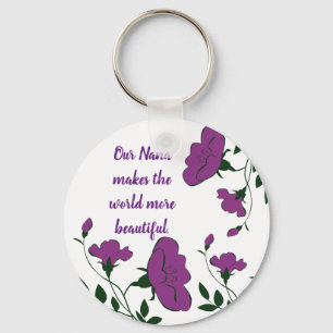 Porte-clés We Love You Nana Purple Flower Grandma