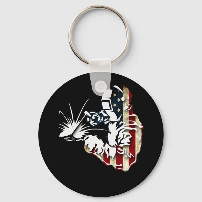 Porte-clés Welder American Flag USA Patriotic Welder Cadeau (Recto)