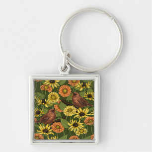 Porte-clés Wens et fleurs sur vert