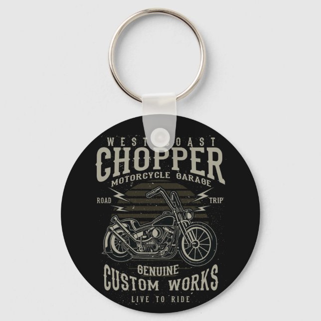 Porte-clés West Coast Chopper Motorcycle Garage Live to Ride (Recto)