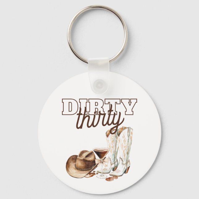 Porte-clés Western Rustic Dirty Thirty 30th Birthday Party (Recto)