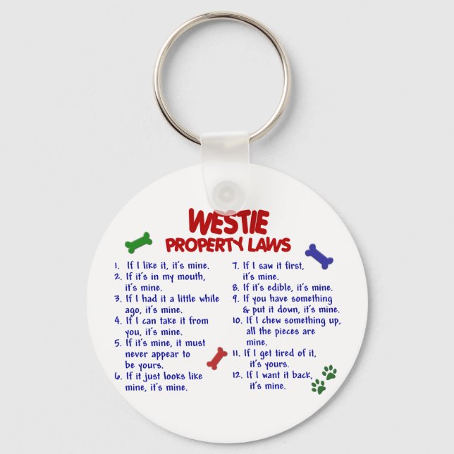 Porte-clés WESTIE, lois sur la propriété 2 (Recto)