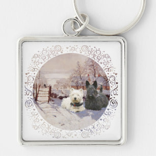 Porte-clés Westie & Scottie Winter Magpie