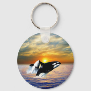 Porte-clés Whales at sunset