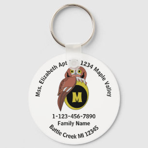 Porte-clés Whimiscal Owl Monogram Lost Family Home Adresse
