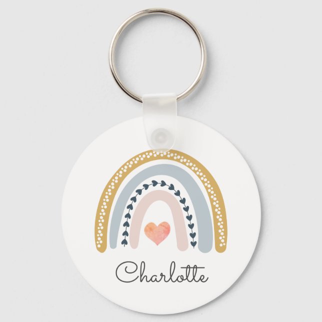 Porte-clés Whimsical Personnalisé Boho Rainbow (Recto)