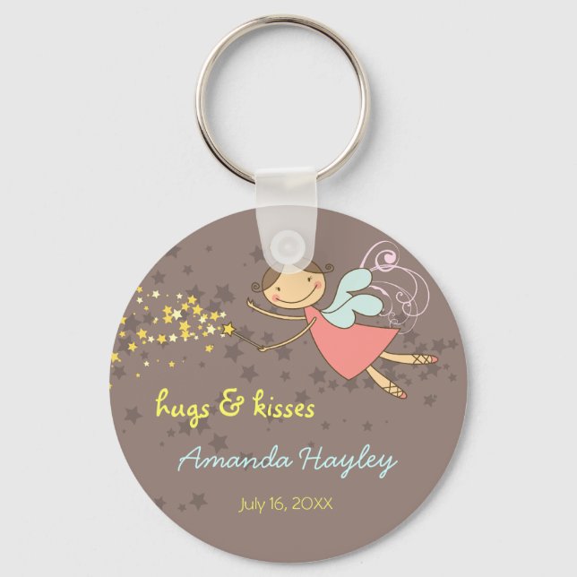 Porte-clés Whimsical Rose Fairy Princess Stars Fille Annivers (Recto)