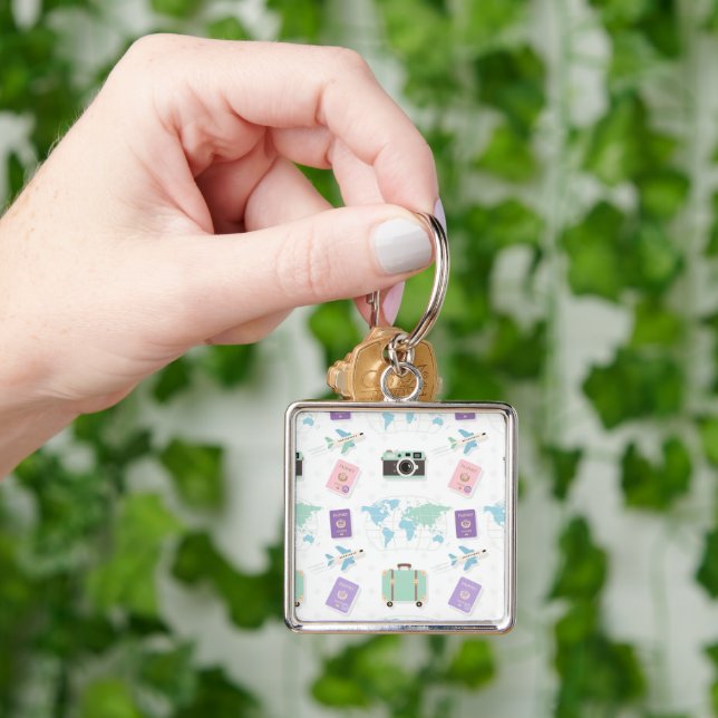 Porte-clés Whimsical Travel Doodle Keychain – Cute Adventure (main)