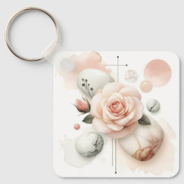 Porte-clés Whisper d'un Rose - Une élégance d'aquarelle rêvée