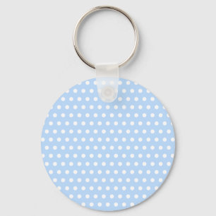 Porte-clés White and Blue Polka Dot Pattern. Spotty.
