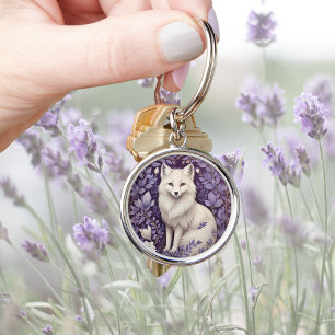Porte-clés White Arctic Fox Lavender William Morris Fleurs