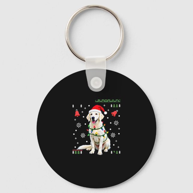 Porte-clés White Boxer Dog Ugly Christmas Sweater Funny Xmas  (Recto)