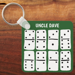 Porte-clés White Dominoes on Green Personalized