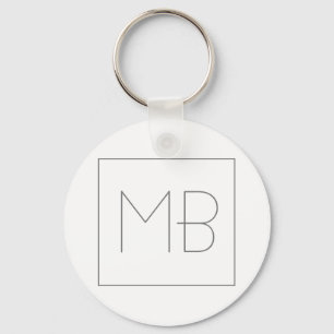 Porte-clés White Elegant Unique Monogrammed
