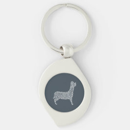 Porte-clés White Paw Print Dog Silhouette Pattern Fabric