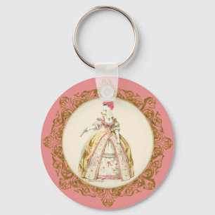 Porte-clés White Poodle Marie Antoinette Ornate Art