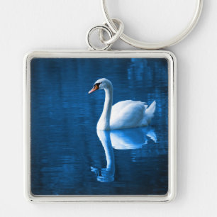 Porte-clés White Swan on Blue Waters Key Chain
