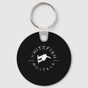 Porte-clés Whitefish Montana Graphisme Vintage Snowboard