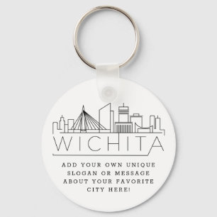 Porte-clés Wichita, Kansas Styliszed Skyline   Slogan personn